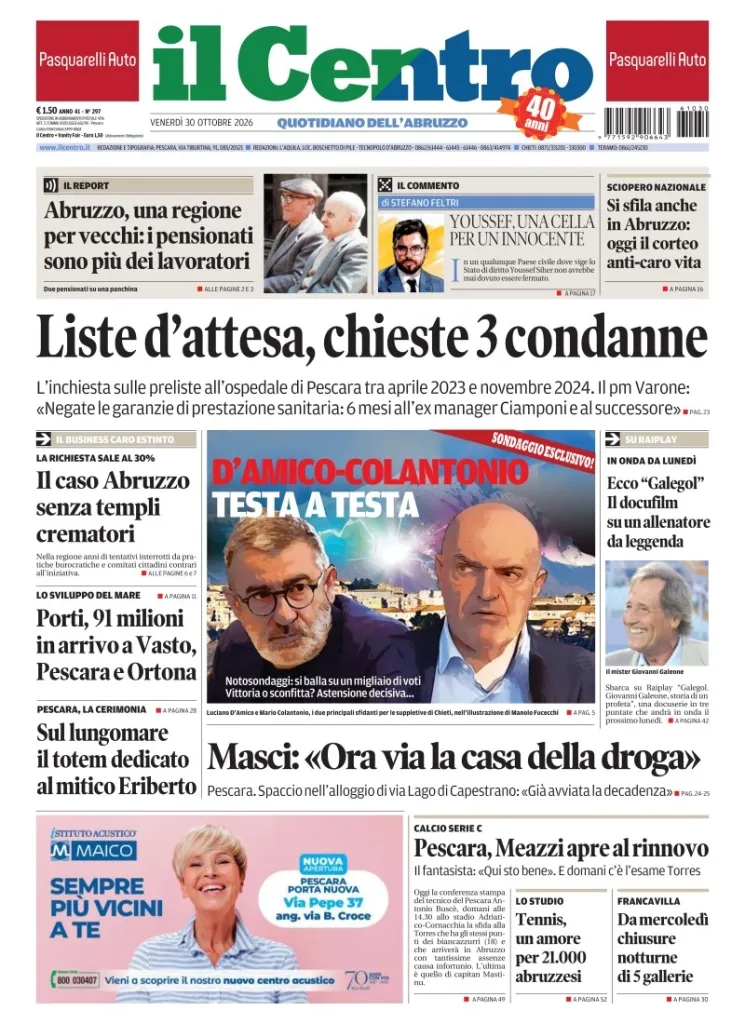 Prima-pagina-il centro-oggi-edizione-del-2026-10-30